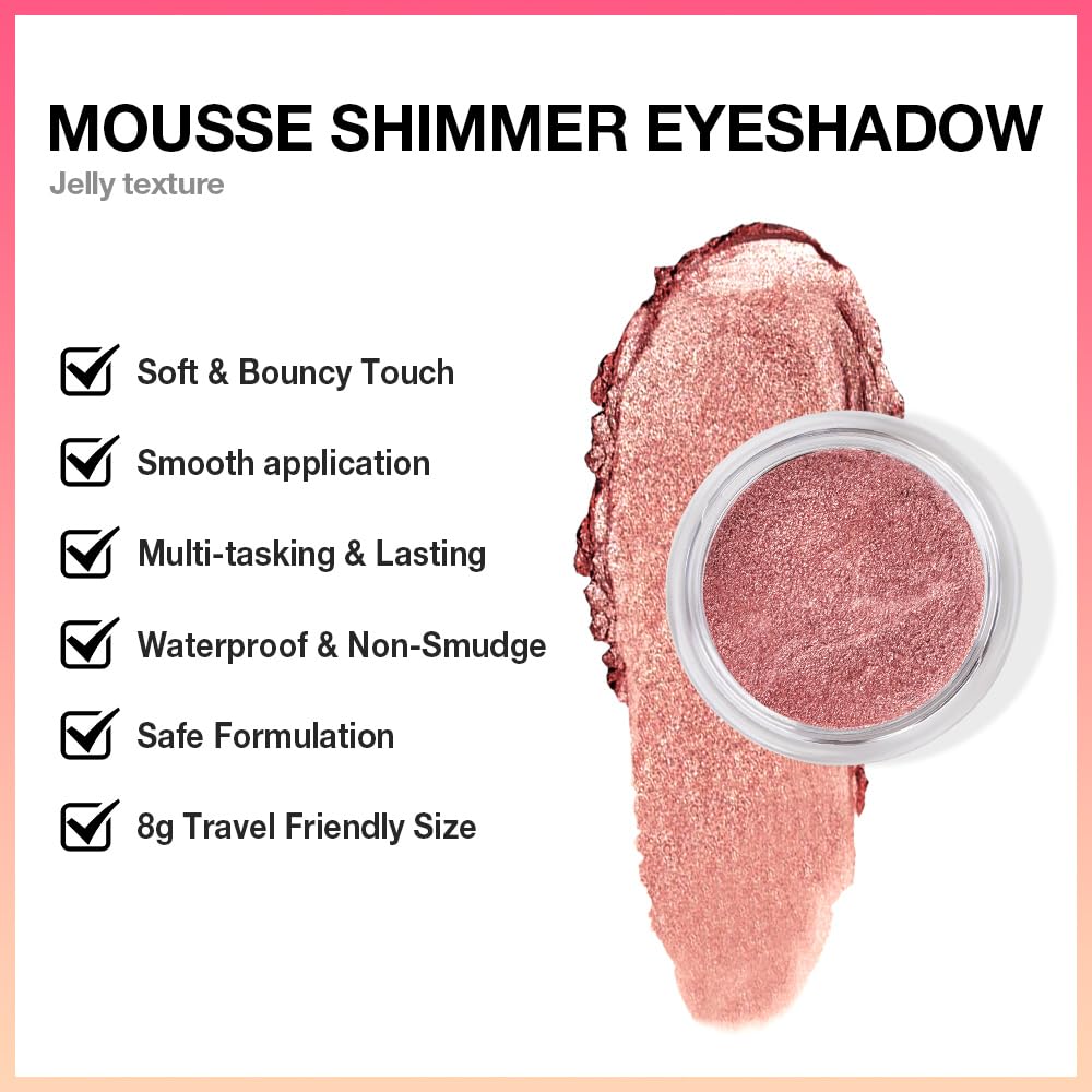 Cream Glitter Brownish Red Shimmer Metallic Eyeshadow Palette Makeup, Natural Single Mini Instant Holographic Eyeshadow For Older Women, Sombras Crema Para Ojos, Talc, Paraben & Cruelty Free