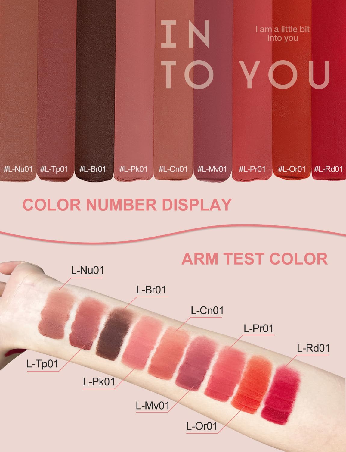 INTO YOU Matte Lipstick Velvet Lip Stain Lip Mud Long Lasting Waterproof Lip Stain Lip Gloss Makeup Moisturizing Lipstick for Women(L-Pc01)