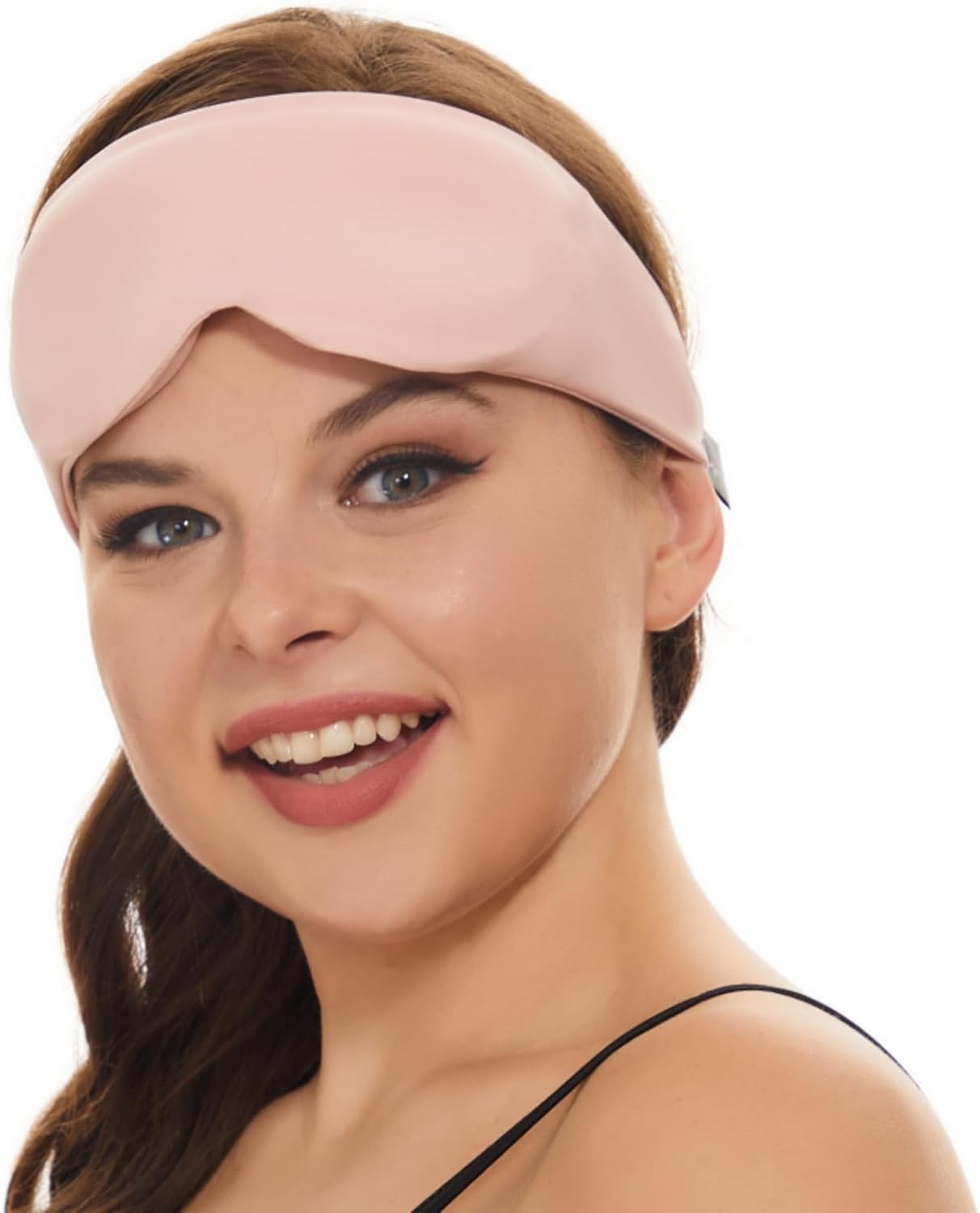 ALASKA BEAR Sleep Mask for Side Sleepers Patented Design, Cup-Shaped and Extra-Soft, 100 Blackout Eye Mask Shades Cover for Men and Women Home or Travel, Machine Washable, Pink