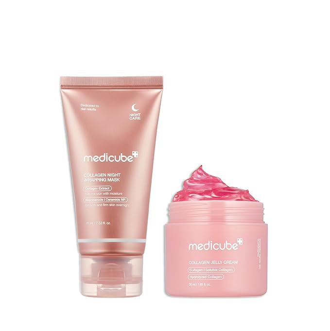 medicube Korean Collagen for Beginner: Collagen Overnight Wrapping Peel Off Facial Mask Pack and Collagen Jelly Cream (1.69 Fl Oz (50ml) | Holiday Stocking Stuffers