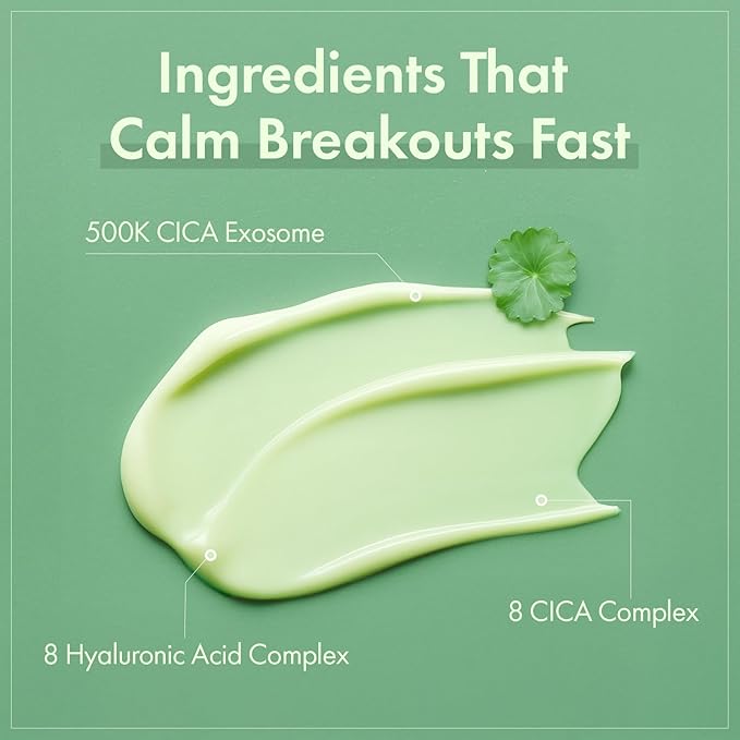 TOSOWOONG Exosome CICA Face Cream - Daily Soothing Moisturizer for Breakouts and Irritated Skin, Fast-Acting, Lightweight Korean Skincare for Redness and Blemish-Prone Skin, 50ml / 1.69 fl. oz.