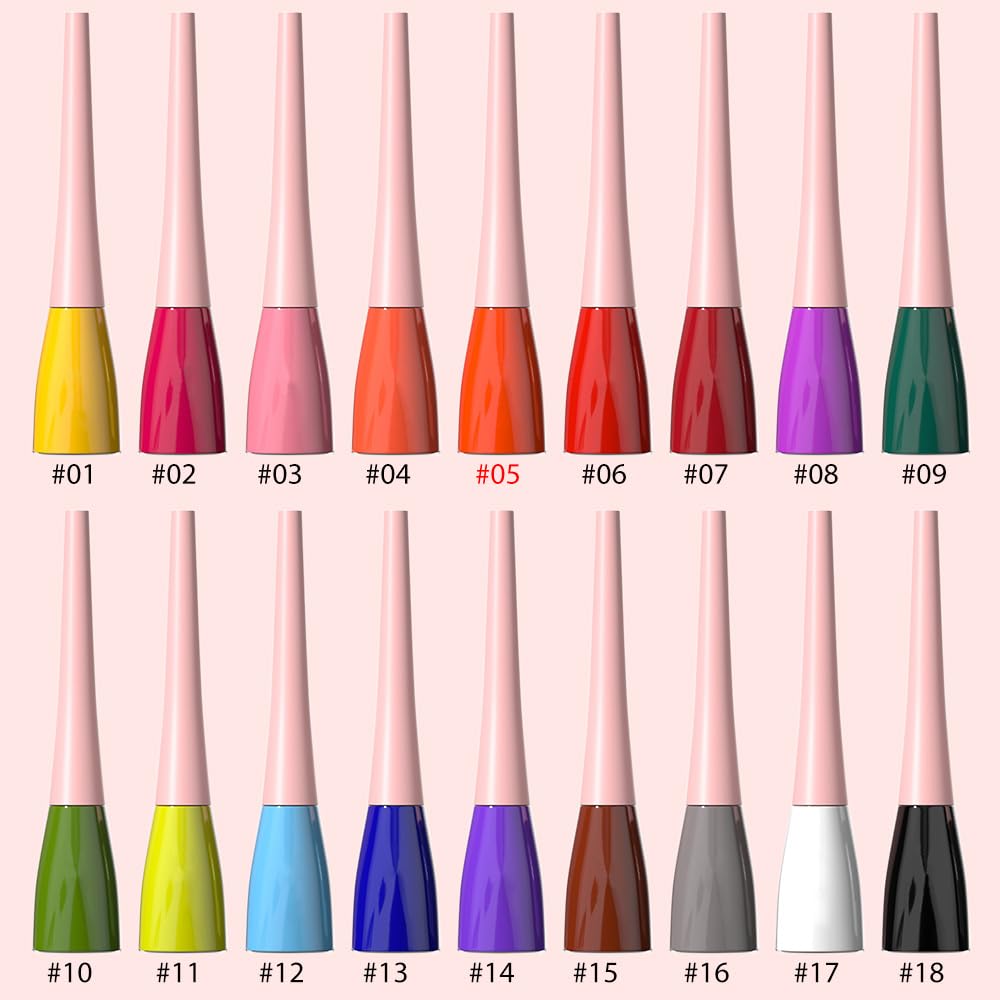 evpct 1Pcs Orange Red Liquid Eyeliner Waterproof Orange Red Eye Liners for Women, Eyes Wing Eyeliner Stamps Shapes Colored Eyeliner delineador de ojos a prueba de agua contra el agua blanco para ojos