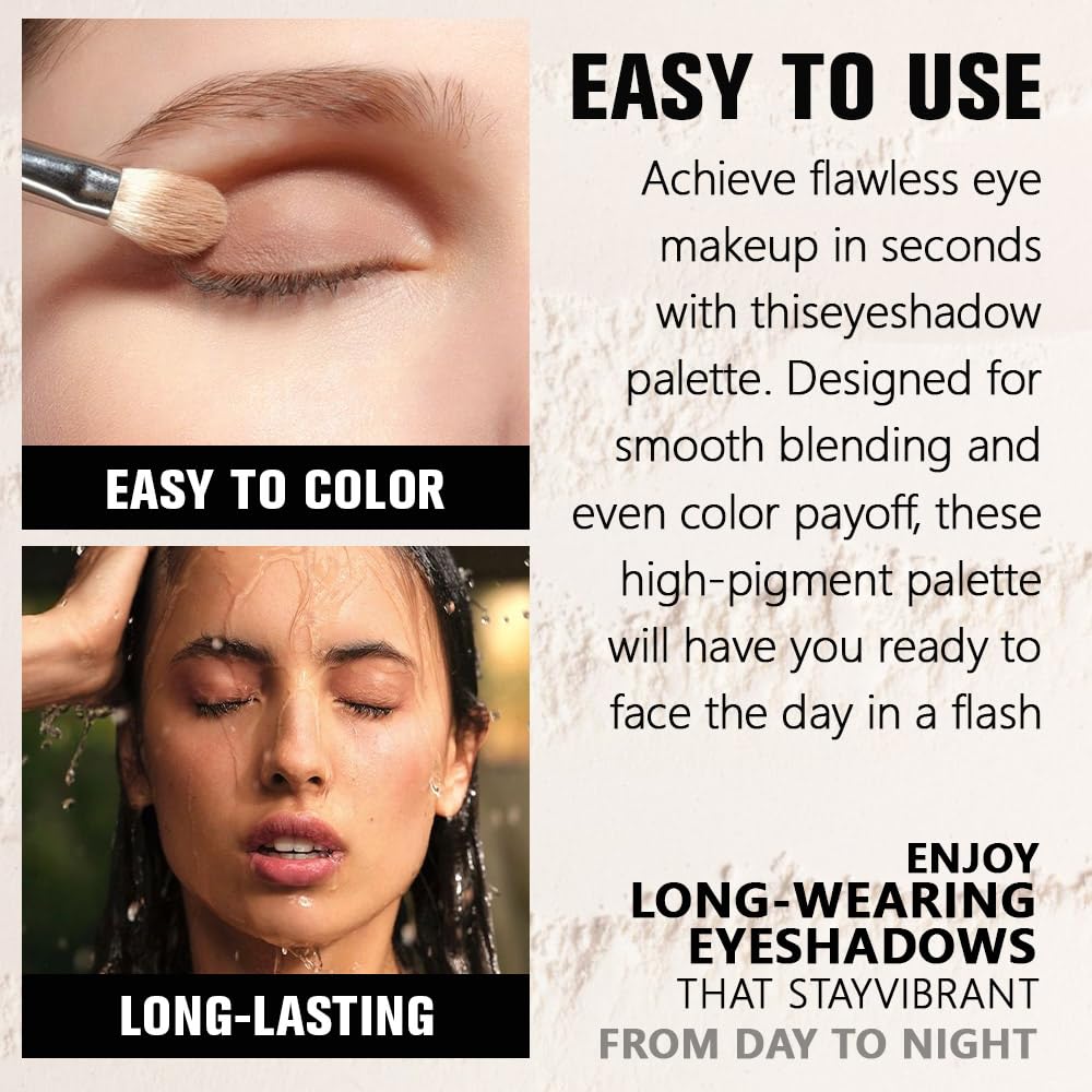 Champagne Shimmer Eyeshadow Palette for Women, Single Monochrome Eye Shadow Makeup, Shiny Pressed Powder, Blendable Natural sombras para ojos, Holographic,Vegan,Travel -24