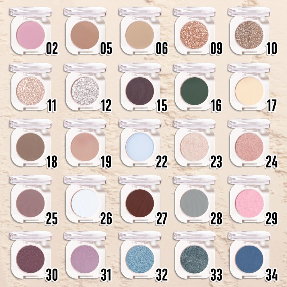 Pear White Shimmer Single Eyeshadow Makeup, Neutral Powde Eye Shadow for Women, Sparkly Pearl Glitter Singles Eyeshadow Palette Pigmented Waterproof, sombras para ojos, Girls Eyeshadows Gift 23