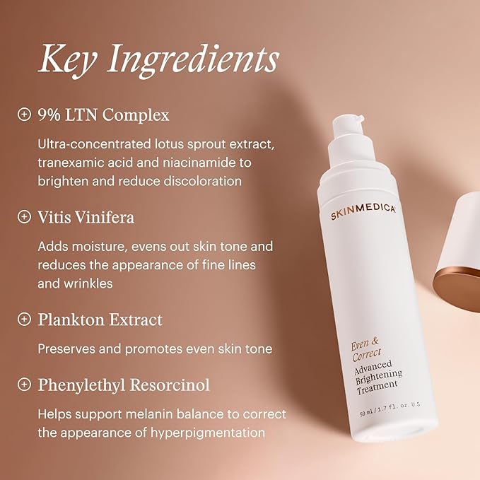 SkinMedica Even & Correct Advanced Brightening Treatment Face Serum (NEW PACKAGING), Addresses the Appearance of Dark Spots, Hyperpigmentation & Melasma for Aging Skin,1.7 Fl Oz