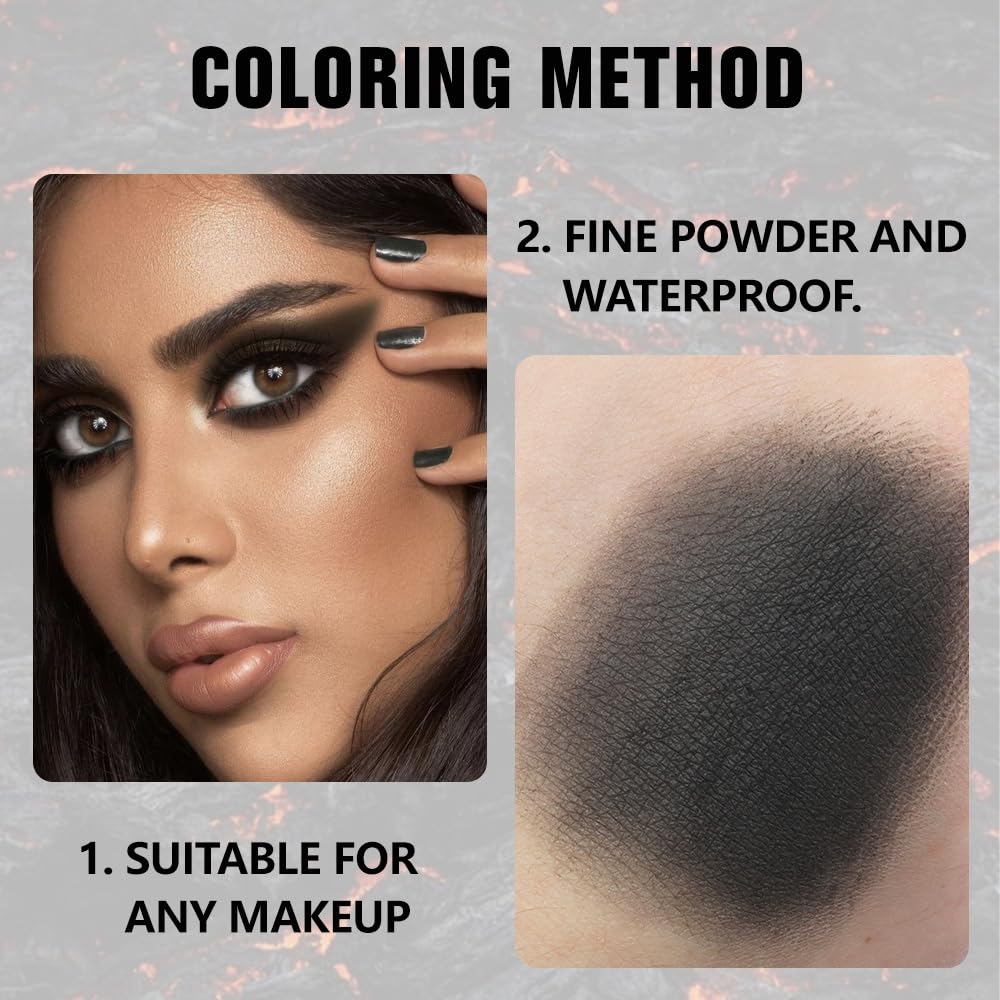 Kaely Pressed Single Eyeshadow Makeup, Black Matte Highly Pigmented Monochrome Eye Shadow Palette, Waterproof Neutral Powder Mini Eyeshadow, sombras para ojos, Lightweight Blendable, 07