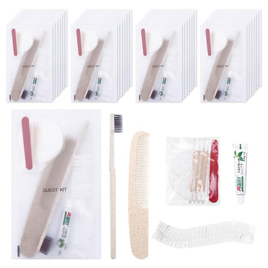 Hygiene Kit, Hygiene Kit Bulk, Travel Hygiene Kit With Toothbrush, Toothpaste, Care Package, Comb, Shower Cap, Individually Packed, Suitable For Hotel, Home, Camping, Travel (50-PACK)