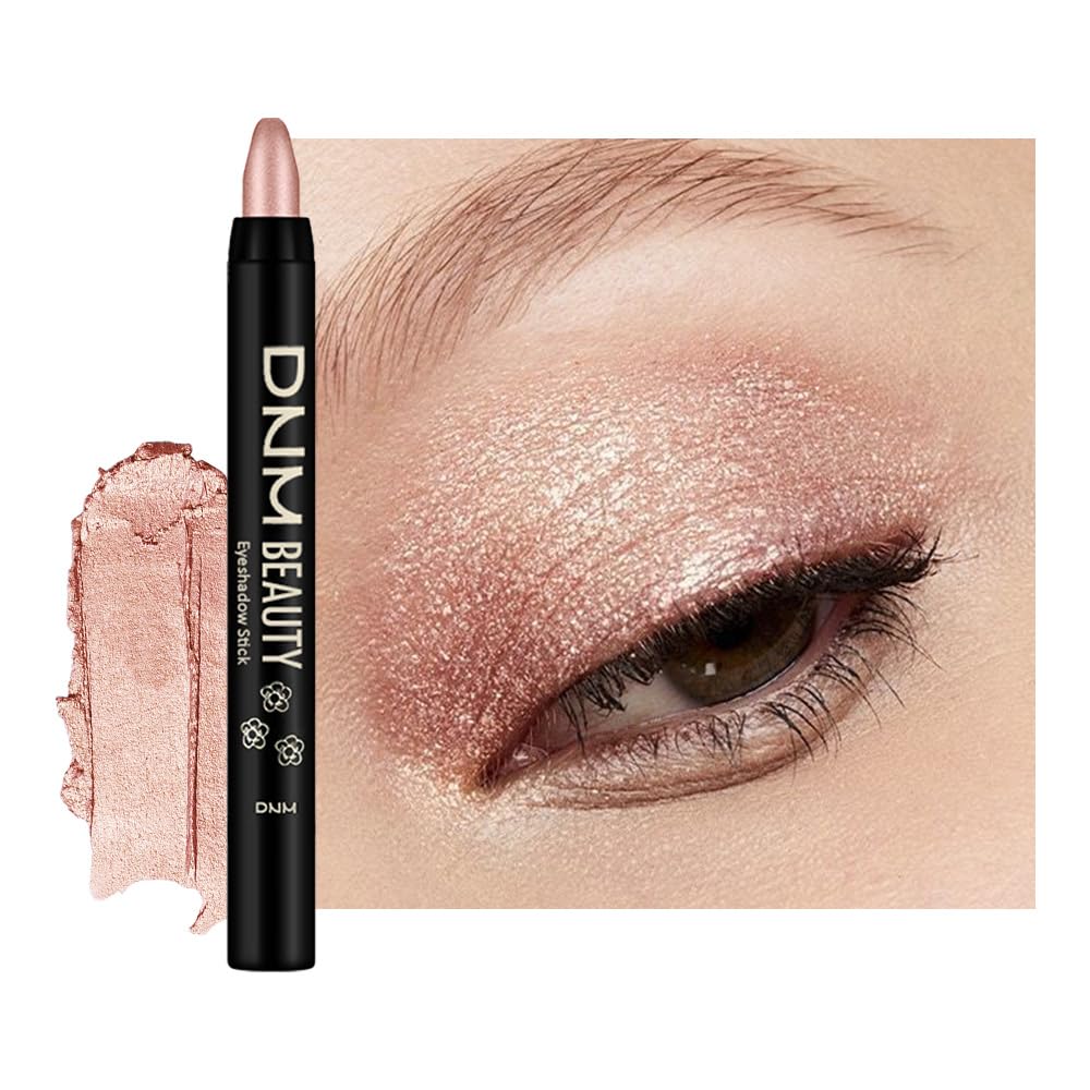 evpct Rose Gold Pearl Cream Eye Shadow Sticks Brightener Pencil for Women, Rose Gold Shimmer Silky Eyeshadow Applicator Stick Pen Waterproof, Blendable Crease-Proof Stick Eyeshadow Pearl Eye Makeup 83