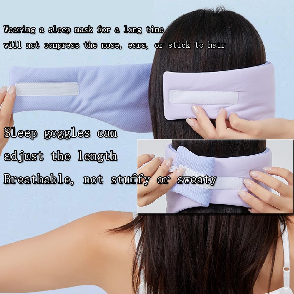 Silk Eye Sleep Mask for Sleeping Women Men, Blackout Blindfold Eye Mask+soundproof Ear Plugs, Rest Like A Deaf or Blind Person,Earplugs Cooling Satin Mask for Travel Night Best Sleep Mask (Purple)