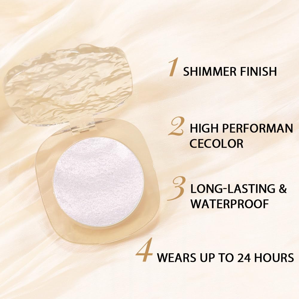 Light Pink Cream Glitter Shimmer Metallic Eyeshadow Palette Makeup, Natural Single Mini Instant Holographic Eyeshadow For Women, Sombras Crema Para Ojos, Talc, Paraben & Cruelty Free