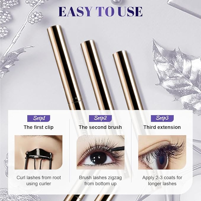 Ultra-Fine Lengthening Waterproof Quick-Dry Mascara, 2026 New Iron Wand Mascara, Waterproof Metal Wand Mascaras, Long-lasting 3D Curling Eyelash, Smudge Proof and No Flaking (Brown)