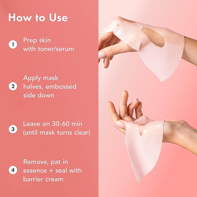 Rael Collagen PDRN Hydrogel Face Masks – Deep Hydration with Salmon PDRN, Collagen, Peptide, and Hyaluronic Acid, Anti-Slip, Korean Skin Care (4 Count)