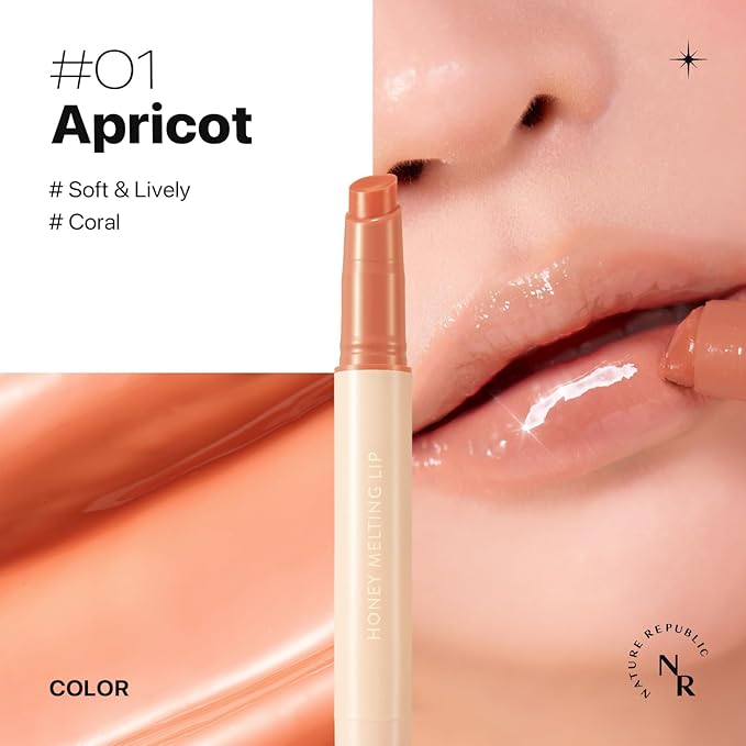 Nature Republic HONEY MELTING LIP (01 APRICOT) K-BEAUTY, Lip Plumper, Tint, Balm, Korean, Lip GlossCute, Glow