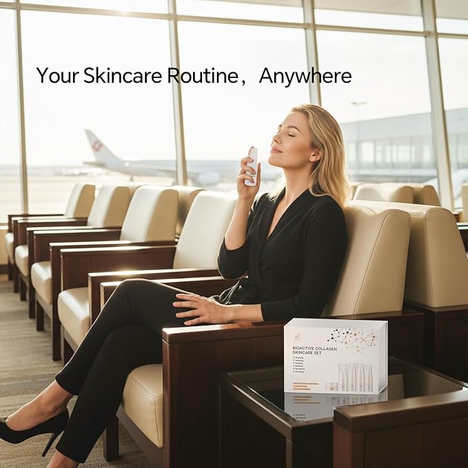 Bioactive Collagen Skincare Kit All In One for Travel Cleaning,Hydrating,Soothing,Repairing,Revitalizing,Anti-aging