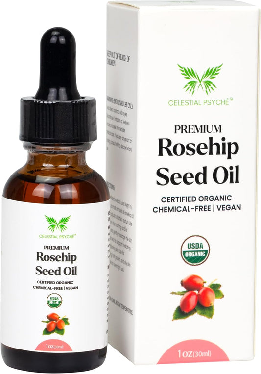 USDA Certified Organic Rosehip Seed Oil (1 Oz) 100% Pure Natural, Chemical-Free, Hair Moisturizer, Skin Hydration, Natural Beauty, Anti-Aging, Wrinkles Reduction, Antioxidants
