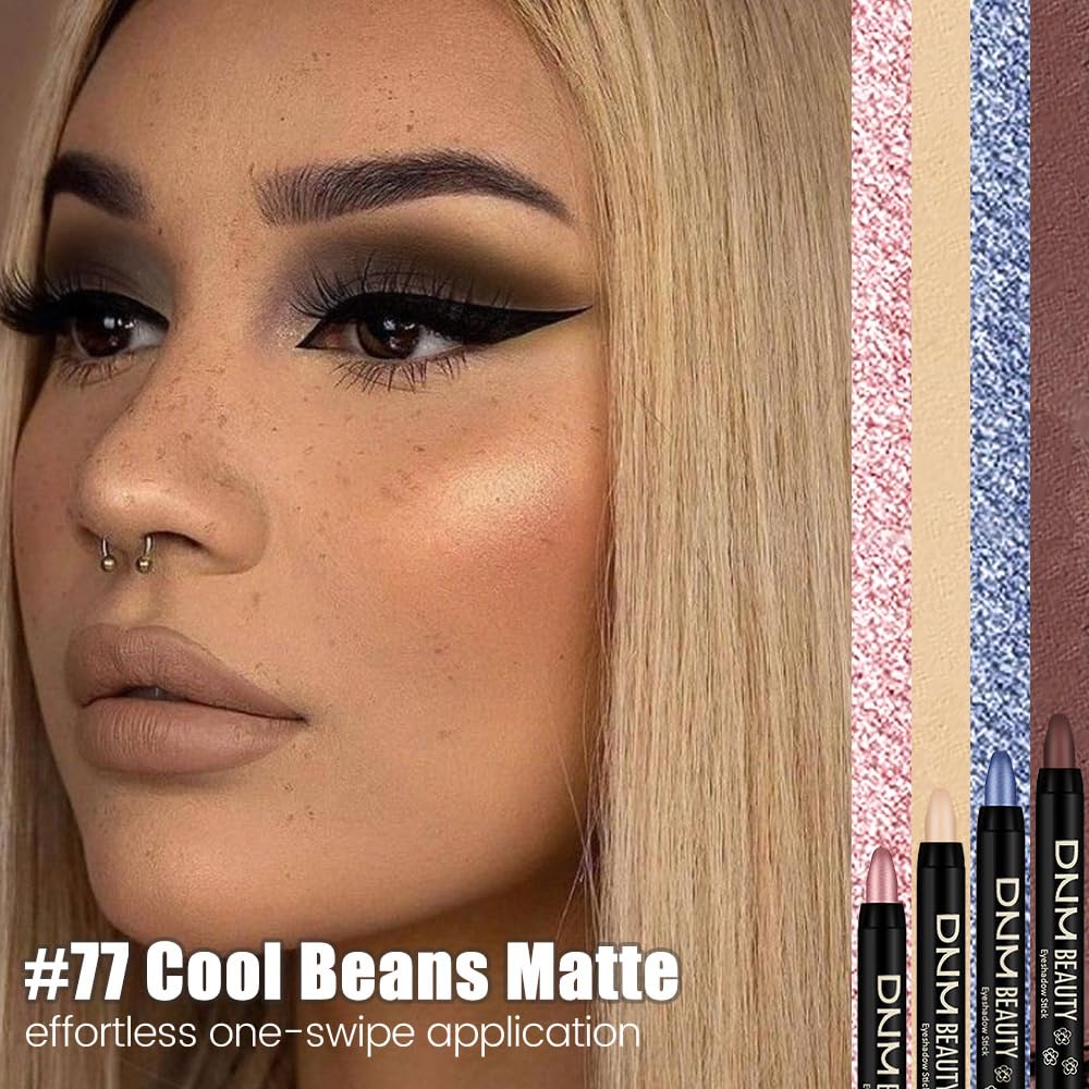 evpct Black Cocoa Matte Cream Eye Shadow Sticks Brightener Pencils for Women, Black Cocoa Silky Eyeshadow Applicator Stick Pen Waterproof, Blendable Crease-Proof Stick Eyeshadow Matte Eye Makeup 77