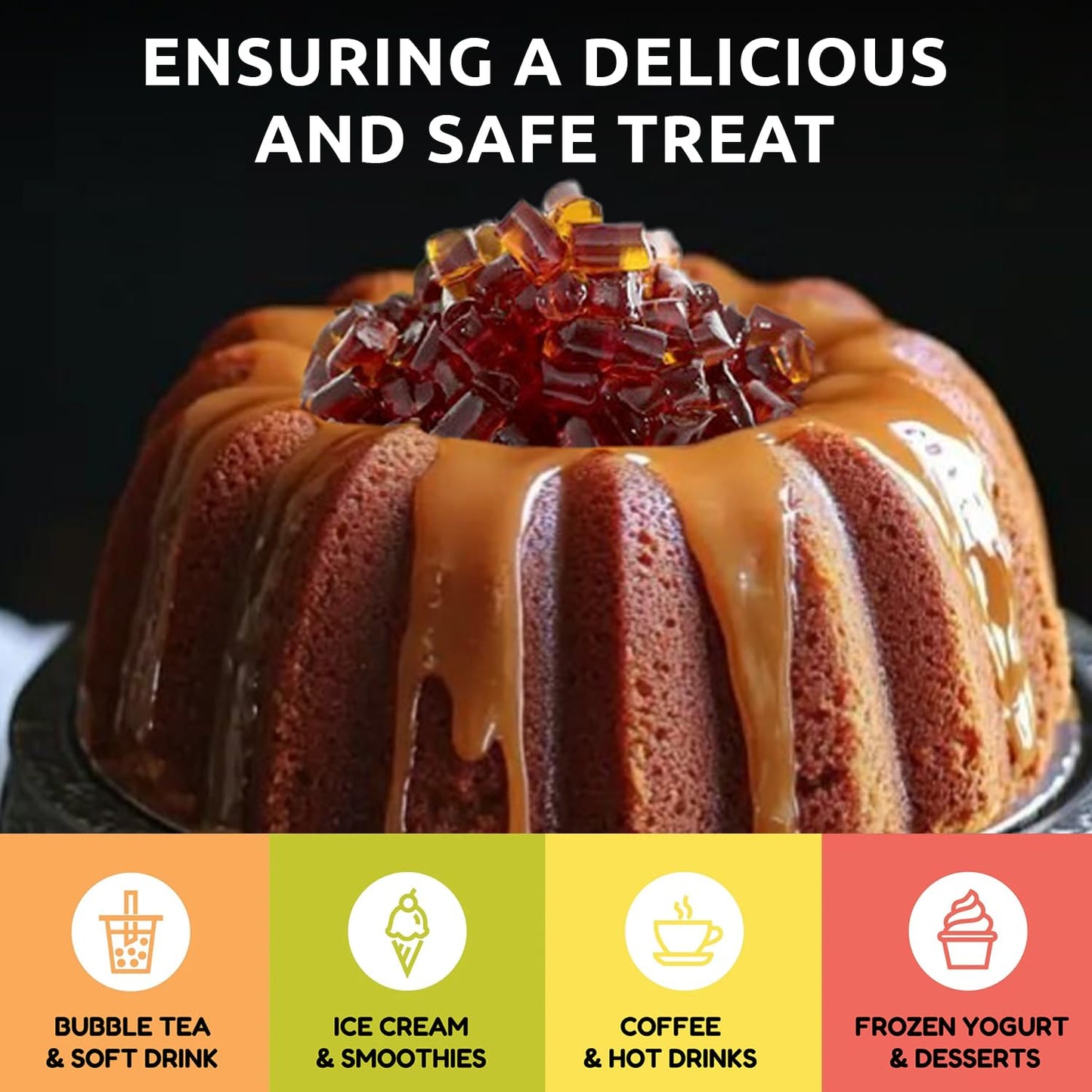 Fanale Coconut Jelly Topping nata de coco for Bubble Tea 400 g | Brown Sugar Jelly | for Boba Tea, Smoothies, Slushes, Desserts 400g