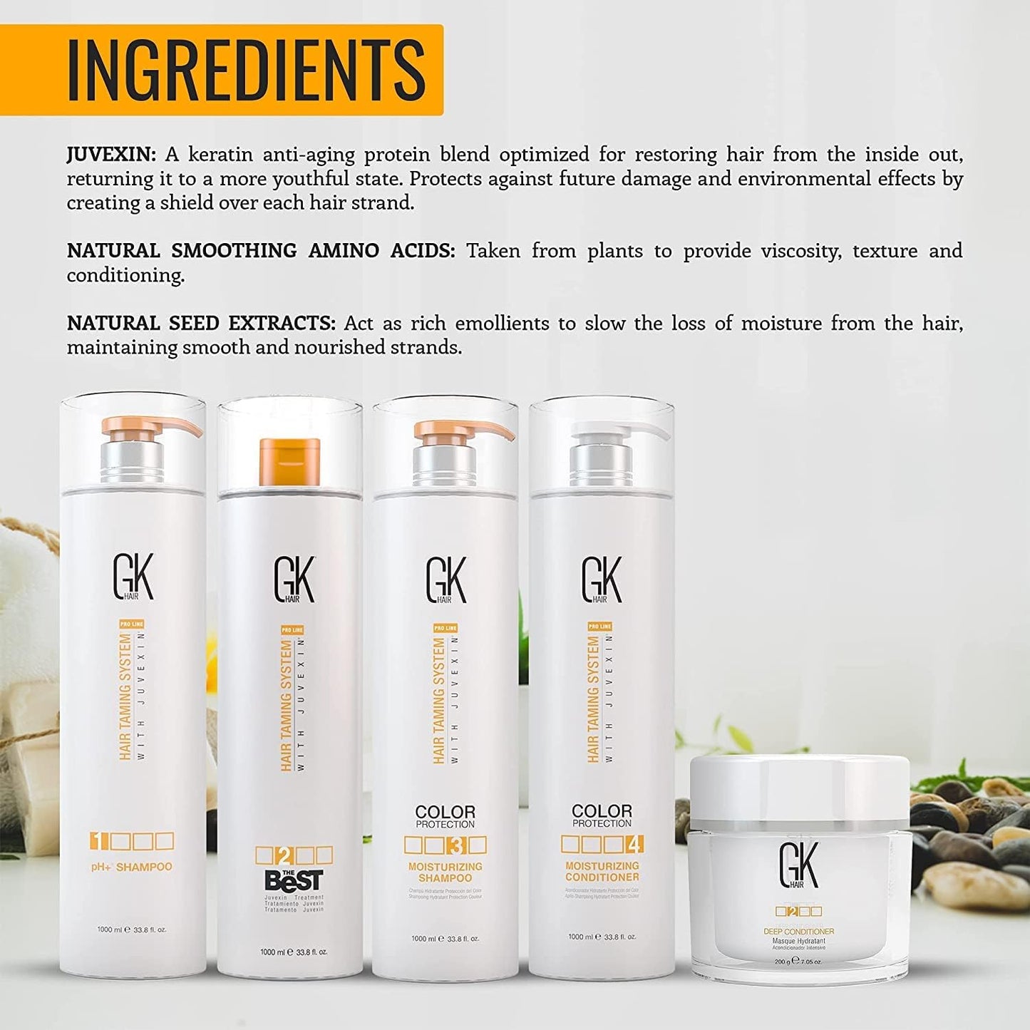 GK HAIR Global Keratin The Best Kit (33.8 Fl Oz/1000ml) Smoothing Keratin Hair Treatment Professional Brazilian Complex Blowout Straightening For Silky Smooth & Frizz Free Hair