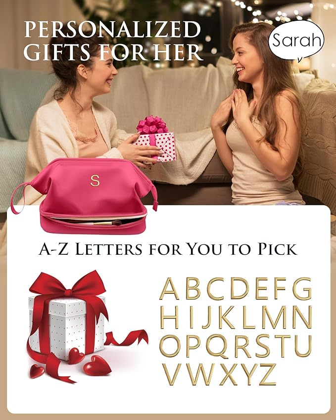 Trendy Birthday Gifts, Makeup Bag for Women, Bridesmaid Engagement Gift for Her Travel Toiletry Bag Make Up Bag Pouch for Purse Bridal Shower Gifts for Engagement Wedding Bridesmaids Gift