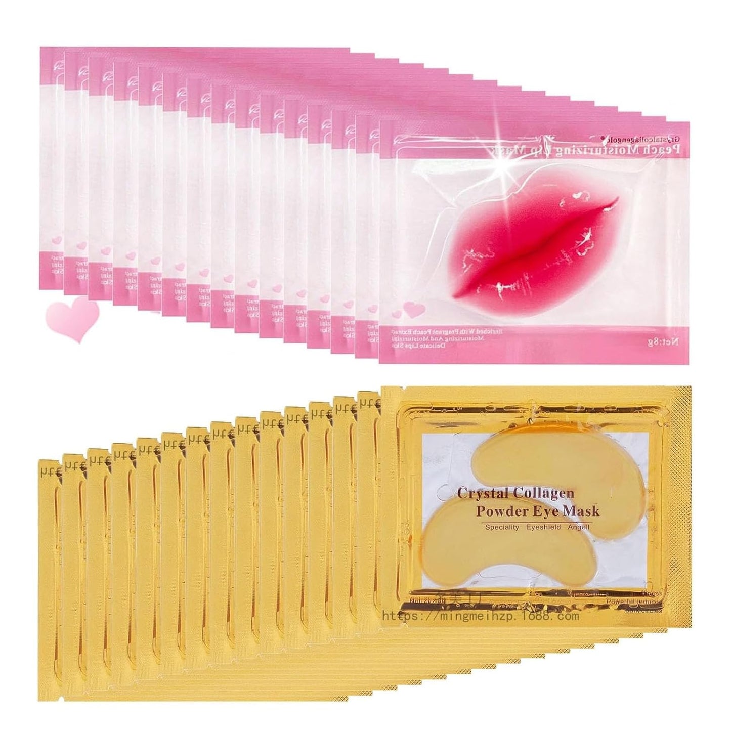 30PCS Lip Masks & 24k Gold Eye Mask, Collagen Eye Mask for Puffy Eyes and Dark Circles Treatments Under Eye Bags,Effectively Nourishes the Lip & Eye Skin,Anti-Aging Eye Patches and Lip Mask