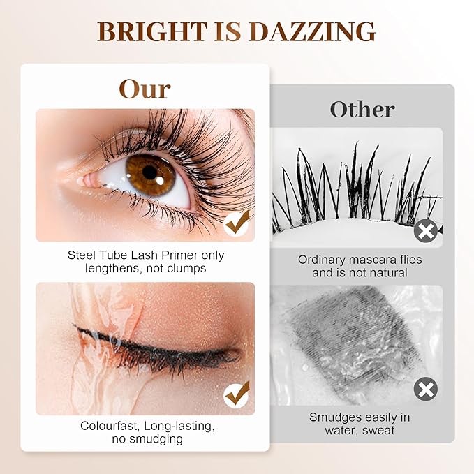 Mascara for Older Women 60 Plus, 2026 New Mascara Volume and Length for Mature Women with Thinning Lashes, Non Clumping Waterproof Long Wear (Brown)