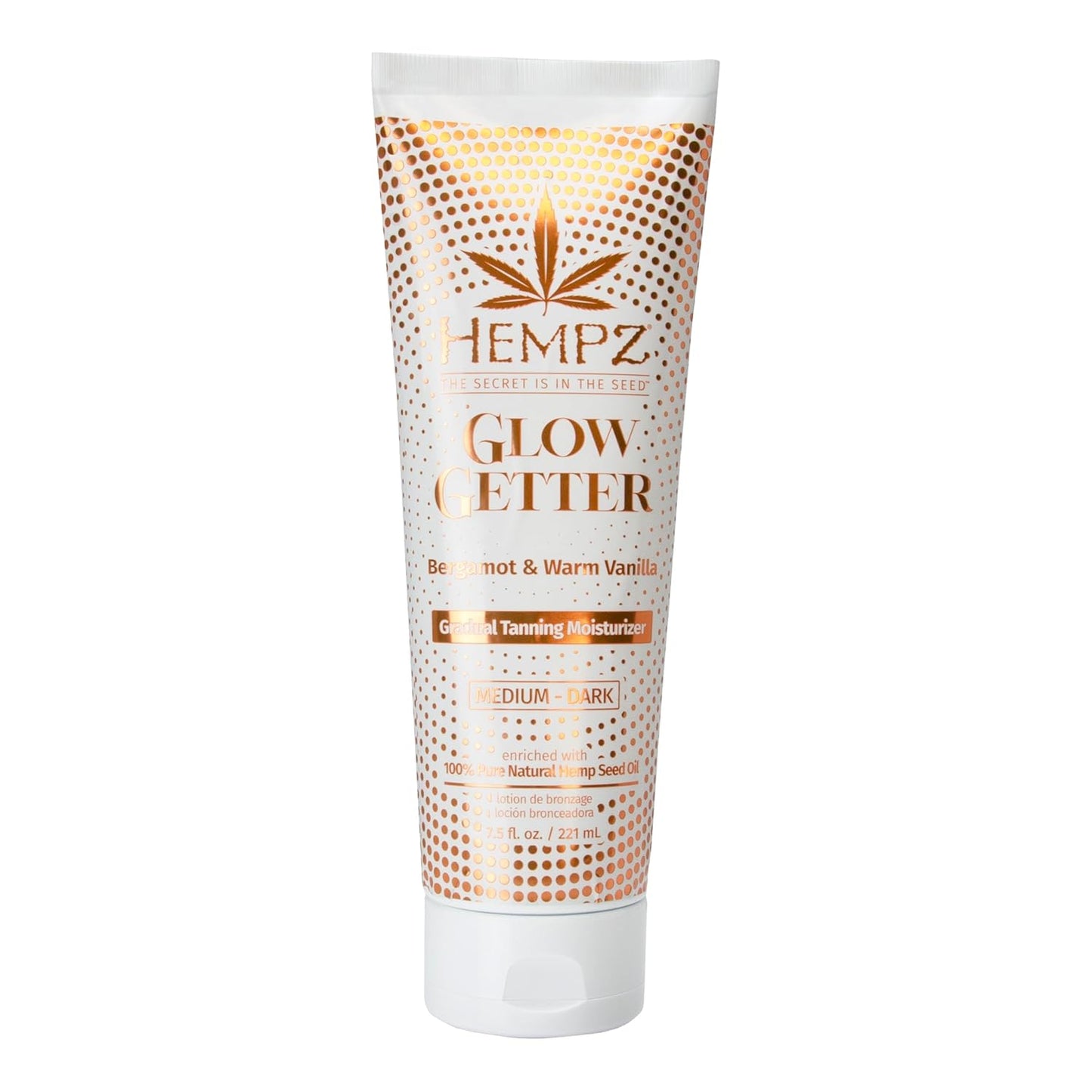 Hempz Glow Getter Gradual Self-Tanning Lotion – Medium to Dark, 7.5 oz | Natural Golden Tan, Summer Glow, Vegan Hydrating Moisturizer for legs, arms and body