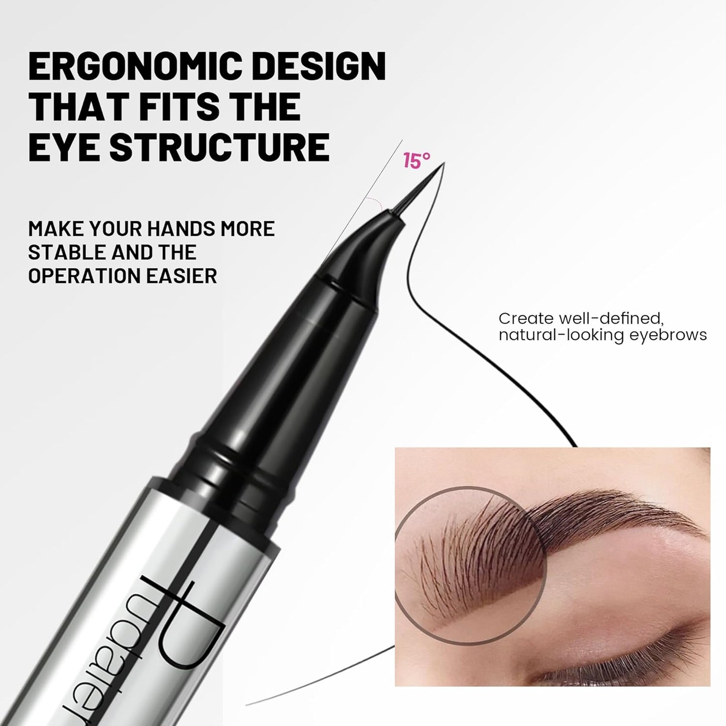2 Pack 2 Fine Tip Eyebrow Pen, Waterproof Filling Faux Brow Makeup Pencils for Women with Precise Curved Brush-Tip to Fast Create Natural Hair-Like Brows, Last All-Day (Dark Brown)