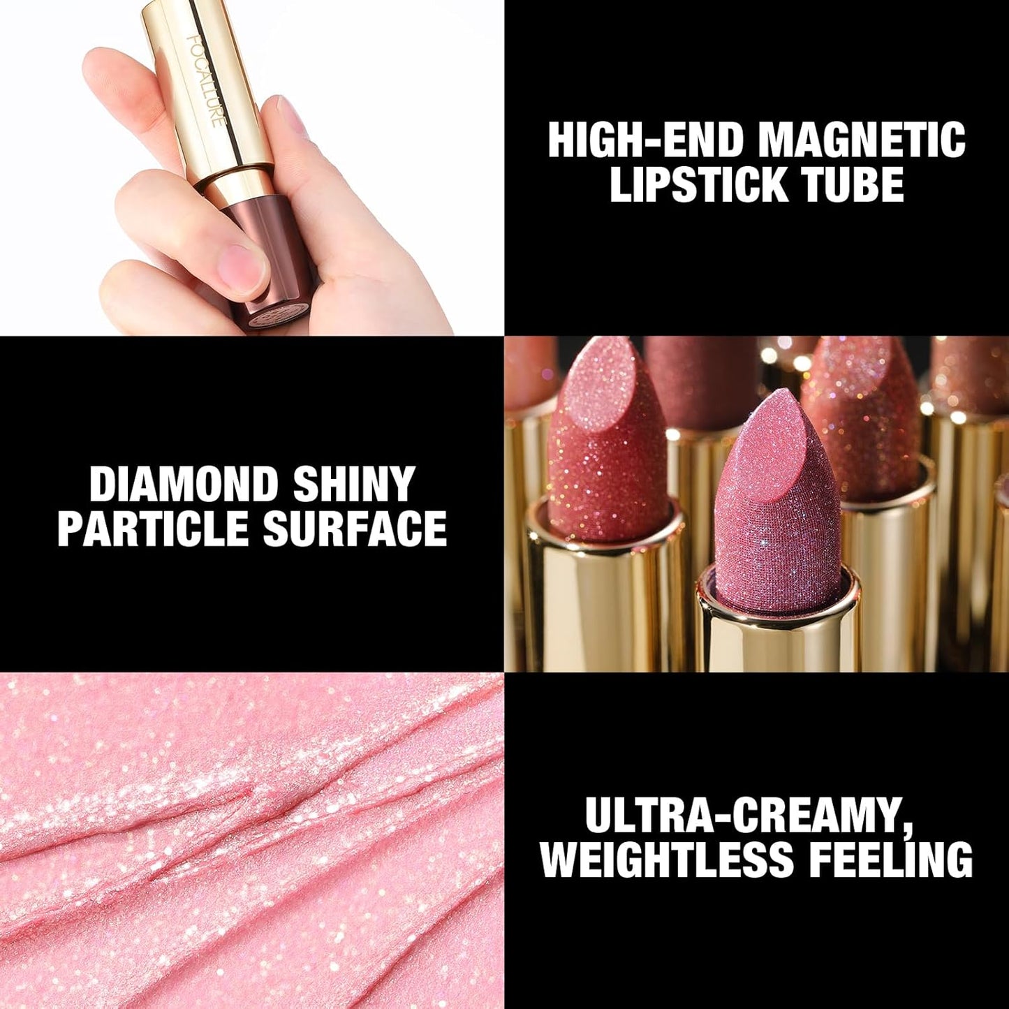 FOCALLURE Glisten Opal Shine Lipstick, High Impact Lip Color, Moisturizing Tinted Lip Balm, Lightweight & Hydrating Formula for Lip Care, SOUR SUGAR