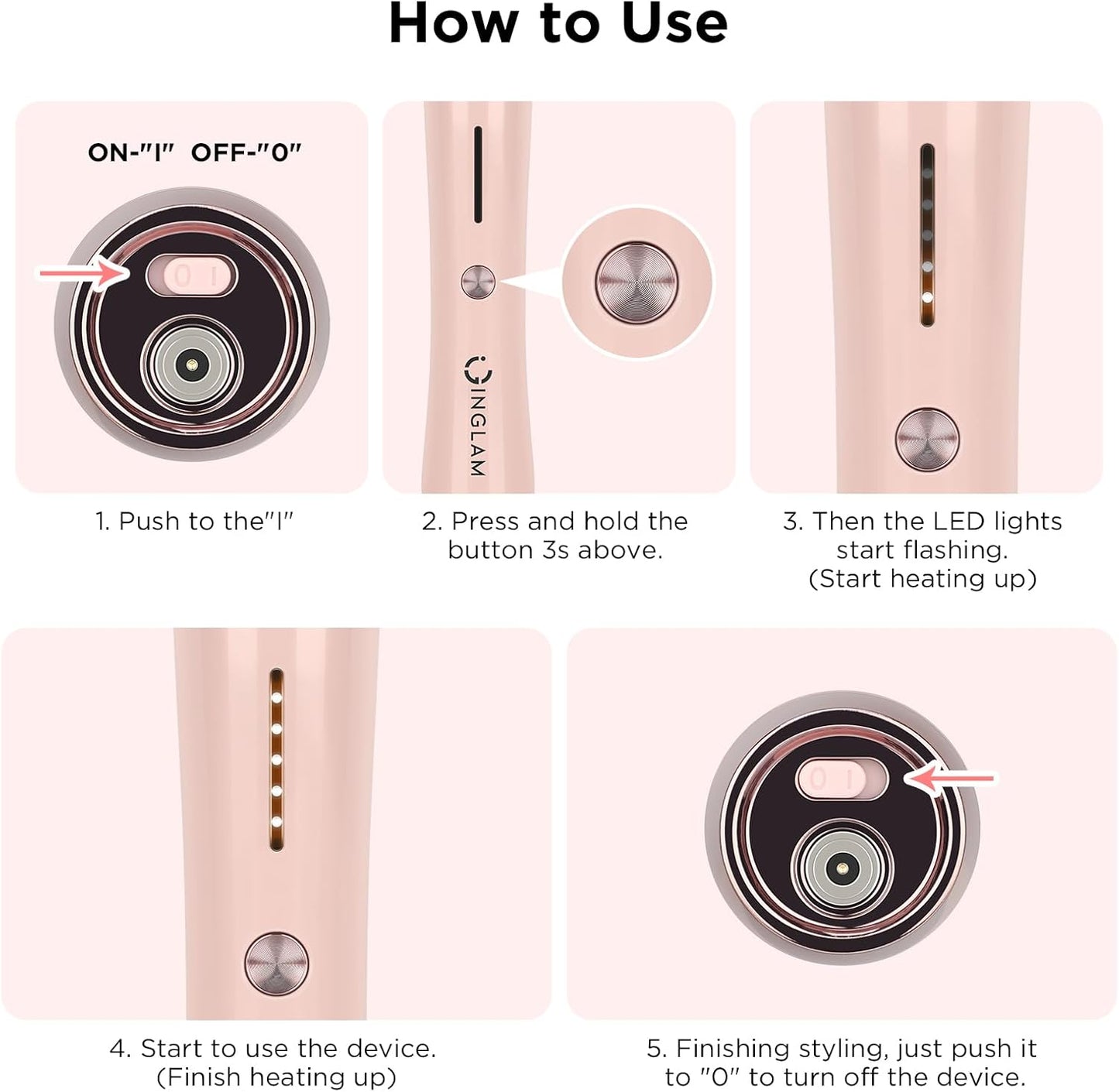 Cordless Hair Straightener and Curler, IG INGLAM 3 in 1 Detachable Hair Styling Set with 1'' Flat Iron, 1.25" Curling Wand, 1.5" Thermal Brush, Rechargeable Portable for Travel, Gift for Women