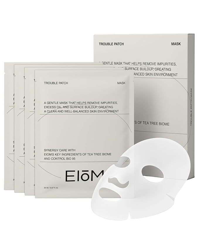 Trouble Patch Mask – Full-Face Acne & Sebum Control Korean Sheet Mask with Tea Tree Biome, Hydrocolloid-Inspired Care for Oily Skin, Visible Sebum Lift, Holiday Skincare Gift | 20ml x 4