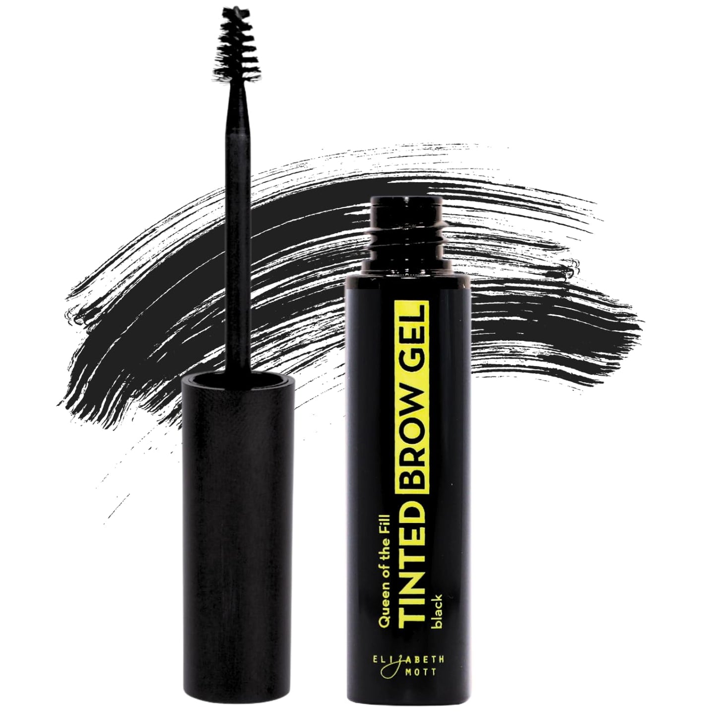 Elizabeth Mott Eyebrow Gel - Queen of the Fill Tinted Brow Filler, Volumizer & Setter - Defines, Shapes & Covers Grays - Water-Resistant, Long-Lasting, Smudge-Proof - Cruelty-Free, Black Shade, 4g