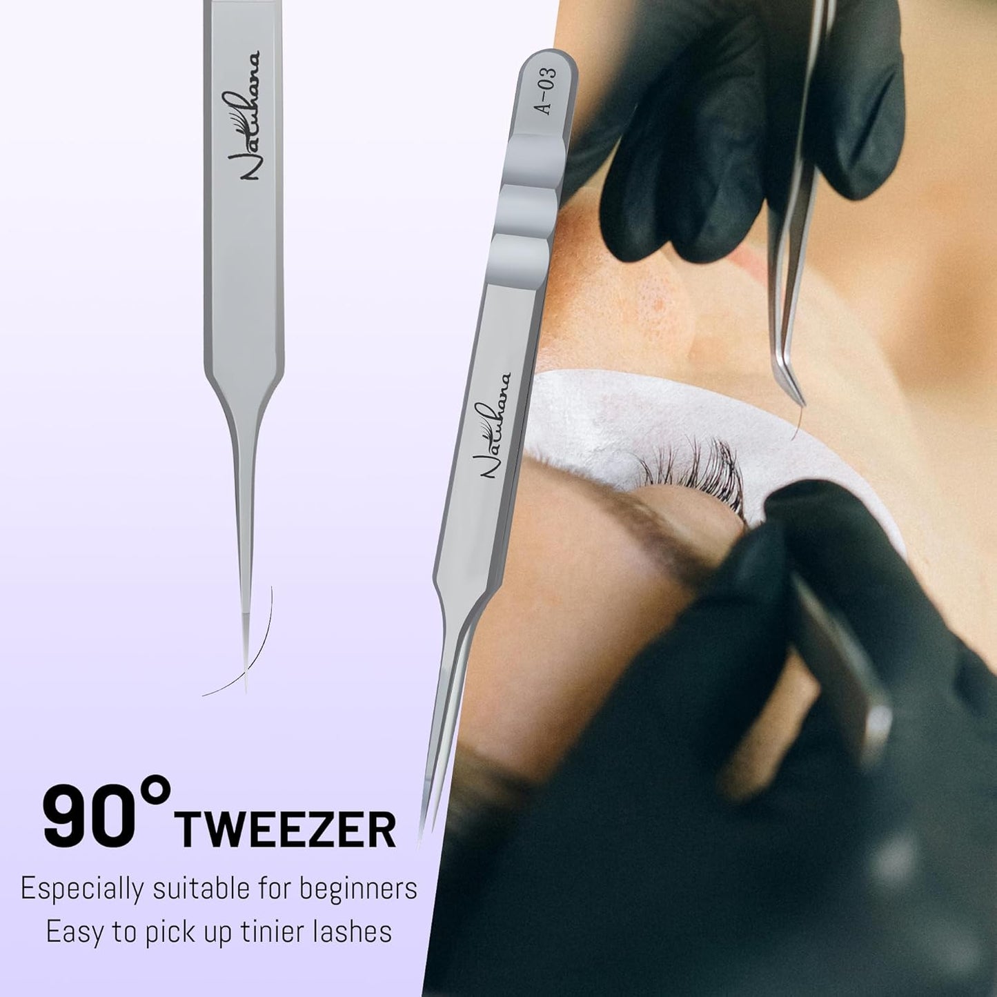 High Precision Lash Tweezers for Individual and Volume Eyelash Extensions Premium Stainless Steel Straight Fiber Tip Professional Isolation Tweezer