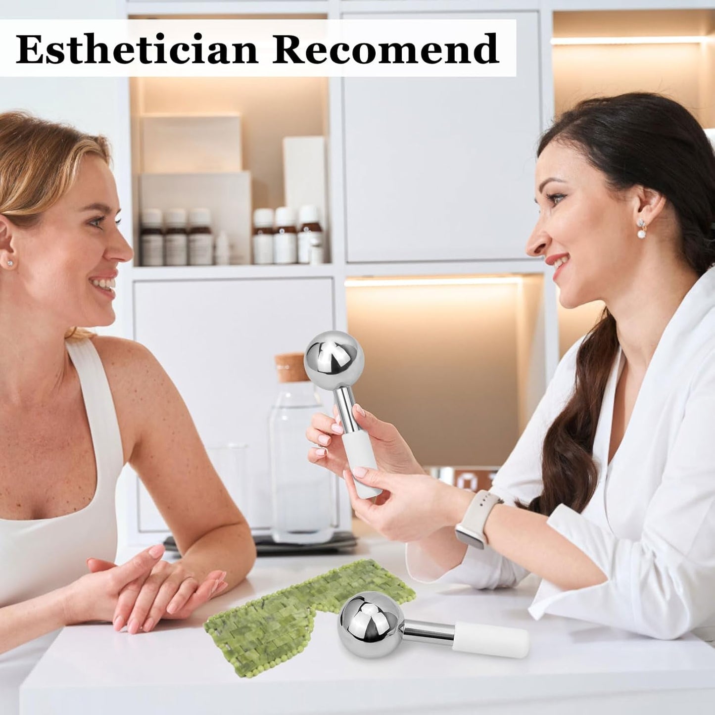 Ice Globes for Face & Eyes - Unbreakless Stainless Steel Cryo Sticks Facial Massage Tools Cold Therapy Cooling Globes to Reduce Puffiness, Wrinkles, Dark Circles Spa & Esthetician Supplies