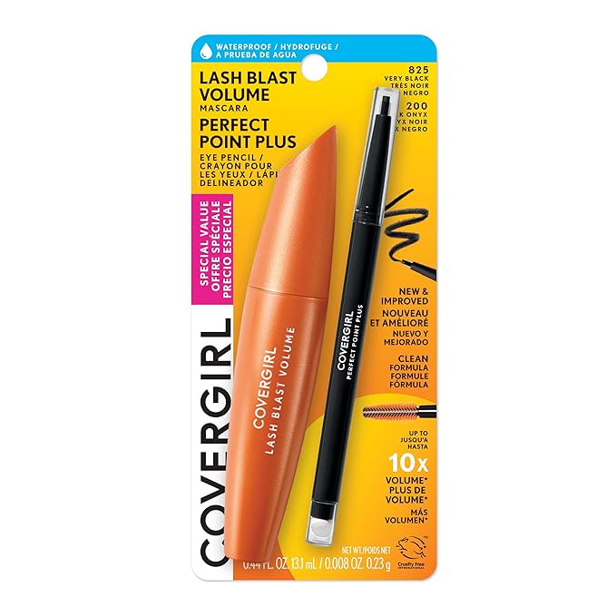 COVERGIRL Lash Blast Volume Waterproof Mascara (Very Black) & Perfect Point Plus Eyeliner Pencil (Black Onyx) - Twin Pack
