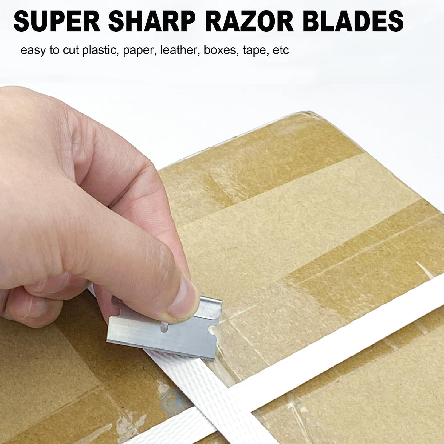 Great Andrew Single Edge Razor Blades, 100 Pack Straight Edge Razor Blade, Safety Blade Refills, Blade Scraper for Box Cutting, Crafts, DIY, Heavy Duty & Industrial Use