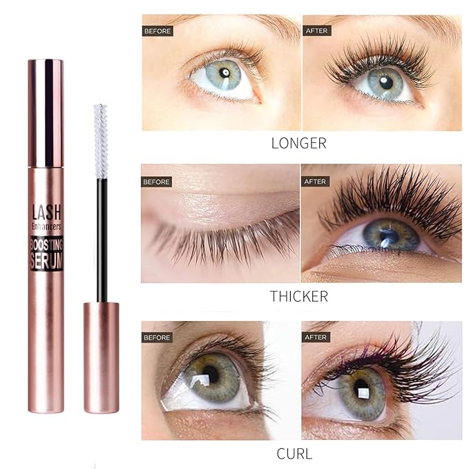 Lash Serum, Eyelash Primer to Boost Longer Fuller and Thicker Looking Lashes, Non-sticky, Non-caking, 3.5g/0.12oz (2pcs)