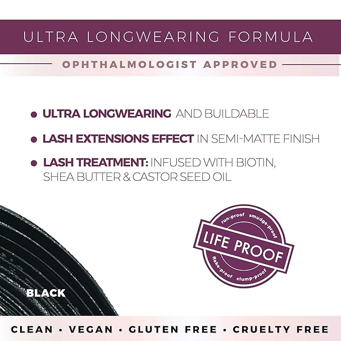 Blinc Lash Extension Tubing Mascara – Striking Length & Definition, Curling, Longwear, Smudge & Flake Proof, Nourishing, Sensitive Eyes Safe, Washable, Vegan