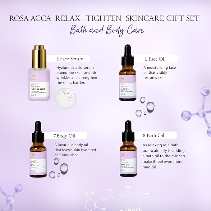 Lavender 23 Pcs Facial Skin Care Set, Luxury Bath and Body Gifts for Women, Spa & Self-Care Gifts, Peptide Sheet Mask, Eye Mask, Present, Birthday, Christmas, Valentines, Mother Day, Bridal Shower