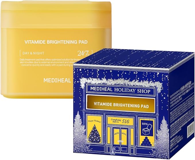 MEDIHEAL Toner Pads [Vitamide] - Radiance Boosting Pad for Clear, Illuminating Skin - Holiday Gift Edition - Contains Niacinamide & Sea Buckthorn - Vegan Stretchable Fabric Pads (100 Count)