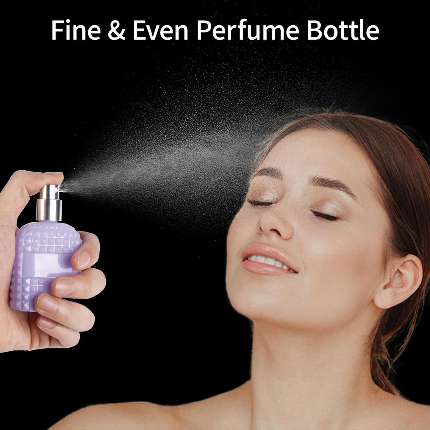 2 Pack 30ml Perfume Spray Bottles Empty, Refillable Glass Fine Mist Atomizer, Portable Travel Perfume Atomizers Fragrance Containers Sprayer for Cleaning, Essential Oils, Liquids (Purple)