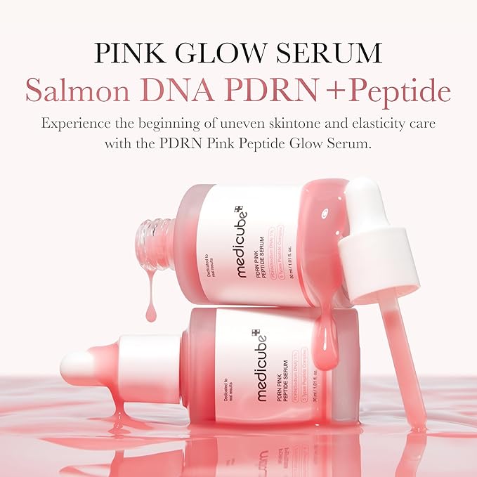 medicube Salmon DNA PDRN Duo for Beginner: Salmon DNA PDRN pink collagen jelly gel mask (4ea) and Salmon DNA PDRN Pink Peptide Serum, Pink glow serum | Holiday Stocking Stuffers