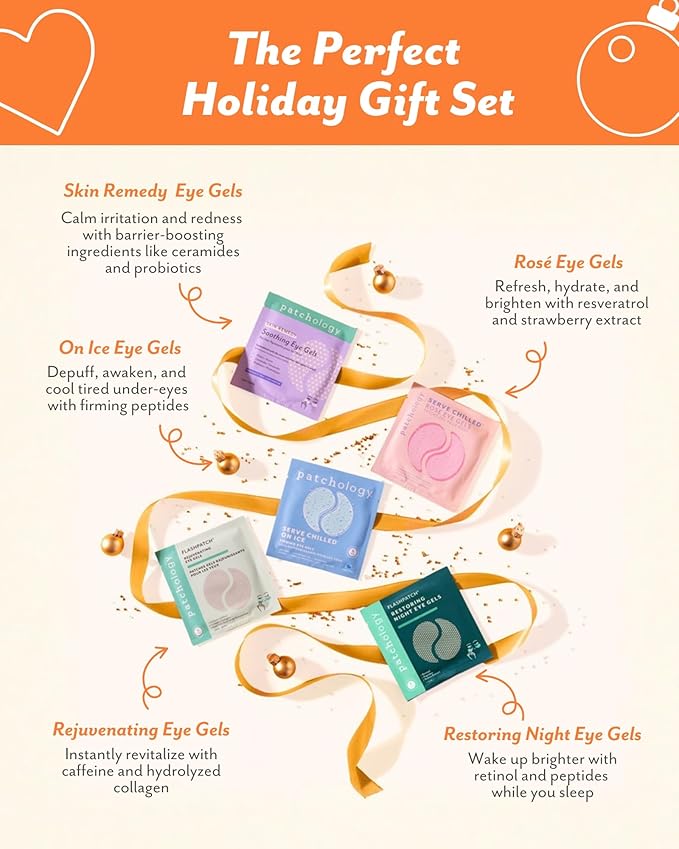 Patchology Patching All The Way Gift Set – Hydrating Under Eye Masks with Collagen, Retinol, Hyaluronic Acid – Christmas Gift & Beauty Stocking Stuffer for Puffy Eyes 5-Pair Sampler (Limited Edition)