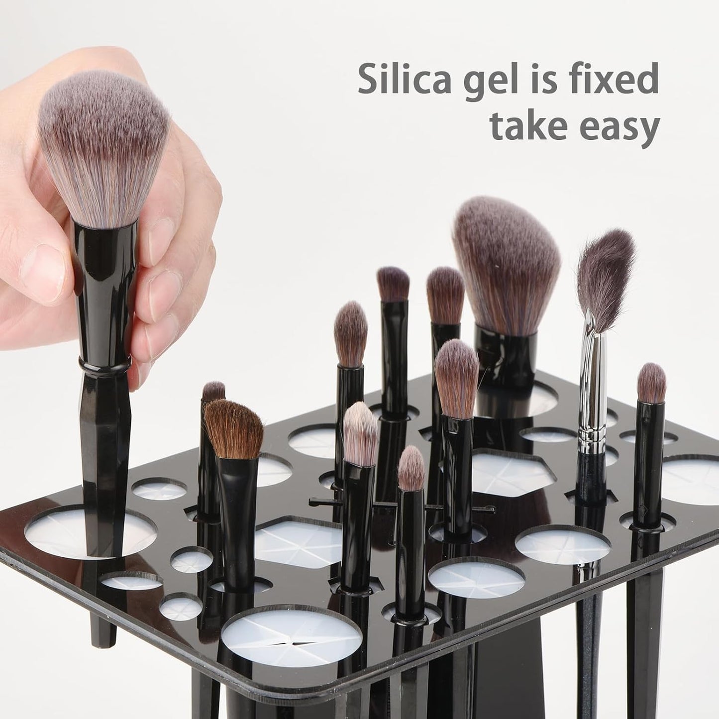 Makeup Brushes Drying Rack, Brushes Dryer, Collapsible 28 Slot Acrylic Brush Holder Stand Tree Tray Support Display for Makeup Artist Acrylic Nail Brushes Makeup Lovers