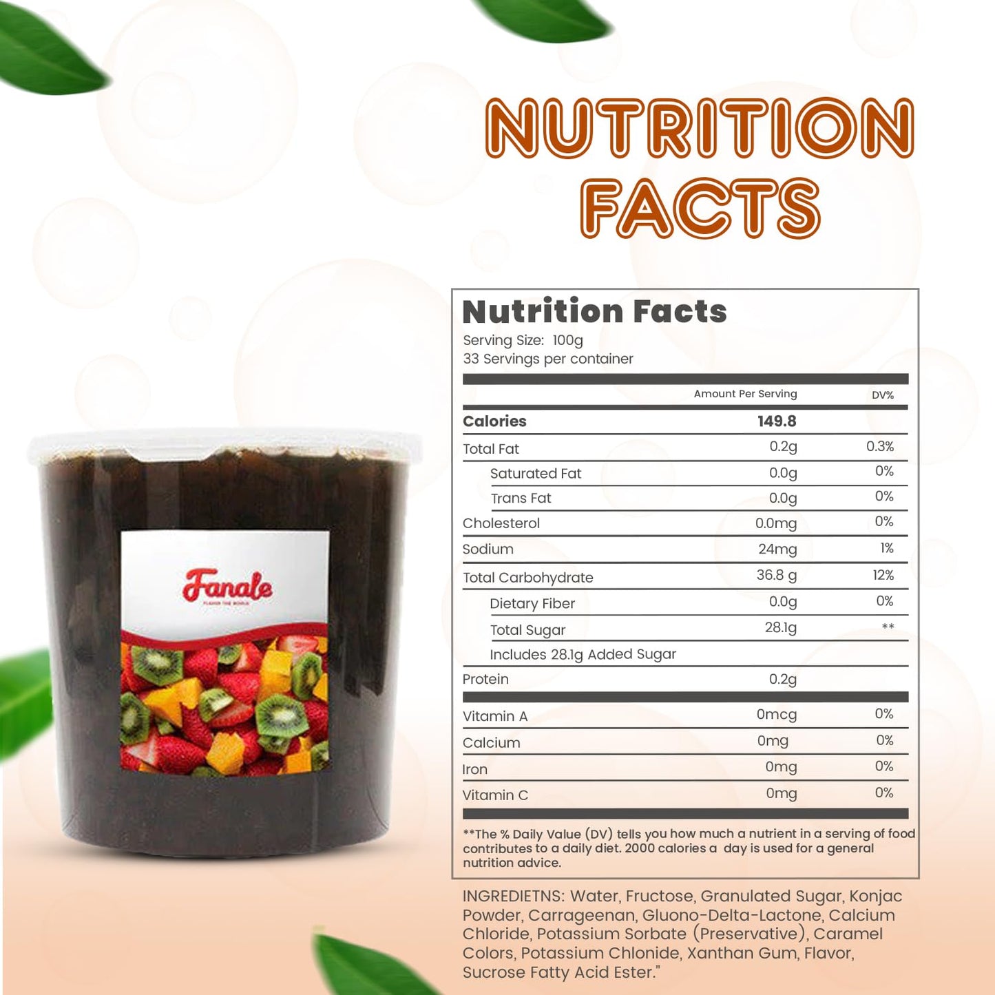 Fanale Coconut Jelly Topping nata de coco for Boba Tea | Ice Cream | Yogurt | Smoothie | Milk Tea | Desserts Coffee Jelly, 7.26 pound (Pack of 4)| JEL011-CS