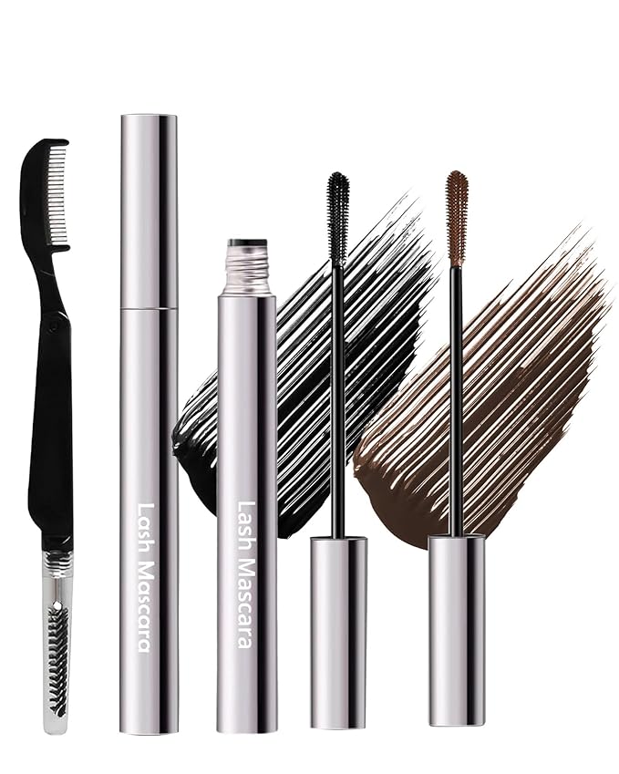 Mascara For Older Women 60 Plus,Black Brown Waterproof Prime Mascara Volume and Length,Hypoallergenic Volumizing MáScara With Thinning Lashes for Mature Volumizing Long Lasting Sensitive Eyes-01+02