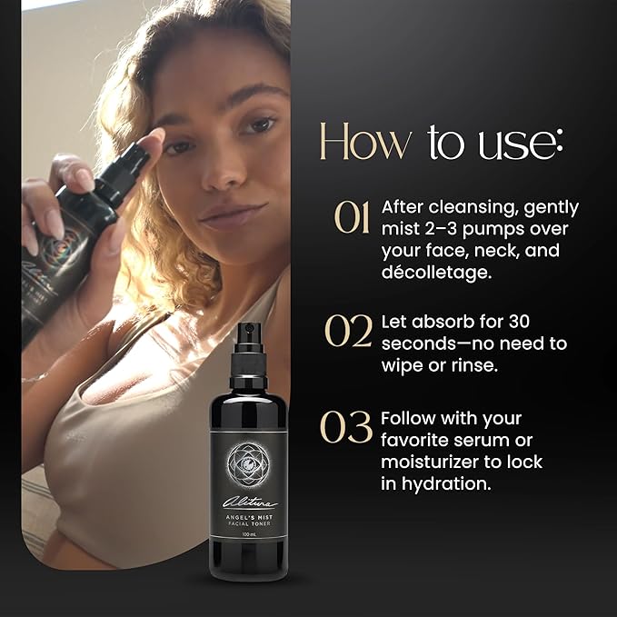 Alitura Angel's Mist Facial Toner – Hydrating & Revitalizing Face Spray with 97% Organic Ingredients – Refreshes, Tightens & Balances for All Skin Types – 100ml