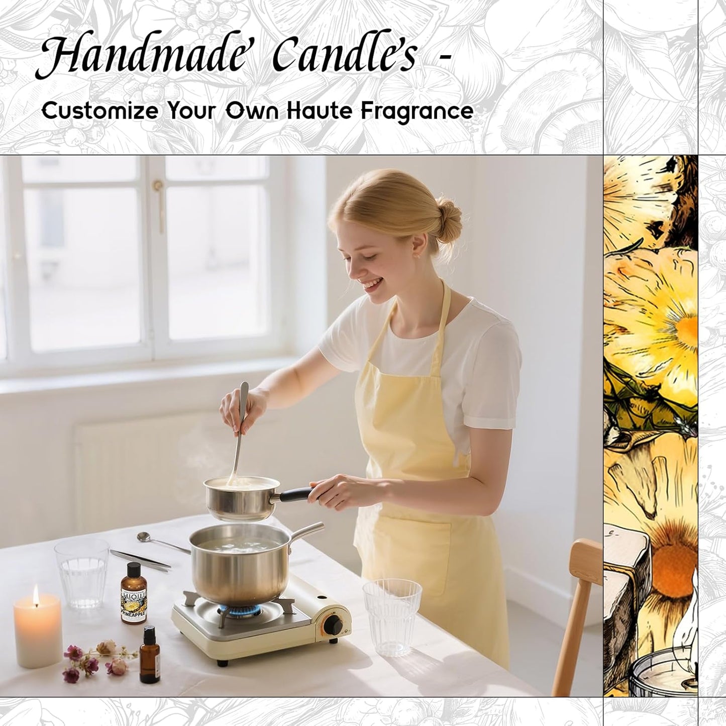 HIQILI Pineapple Fragrance Oil for Diffuser, Soaps, Bath Bombs, Candles Making, Bright Scents for Home, Car & Office - 1 Fl Oz