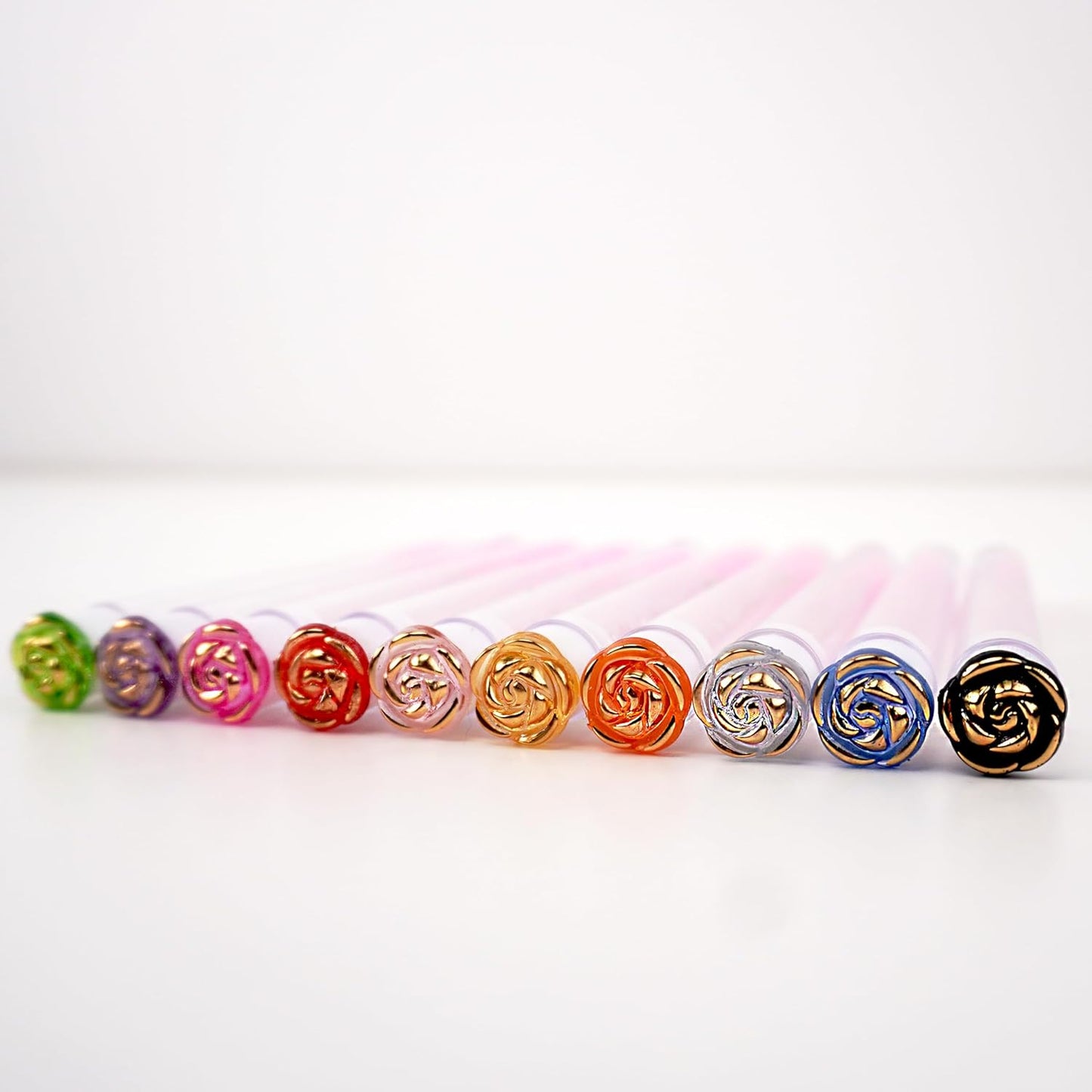 i-Laesh 10-Piece Disposable Mascara Wands with Tube - Diamond Spoolies for Eyelash & Eyebrow Makeup - Multi-Color Lash Applicator Set - Gold Rose