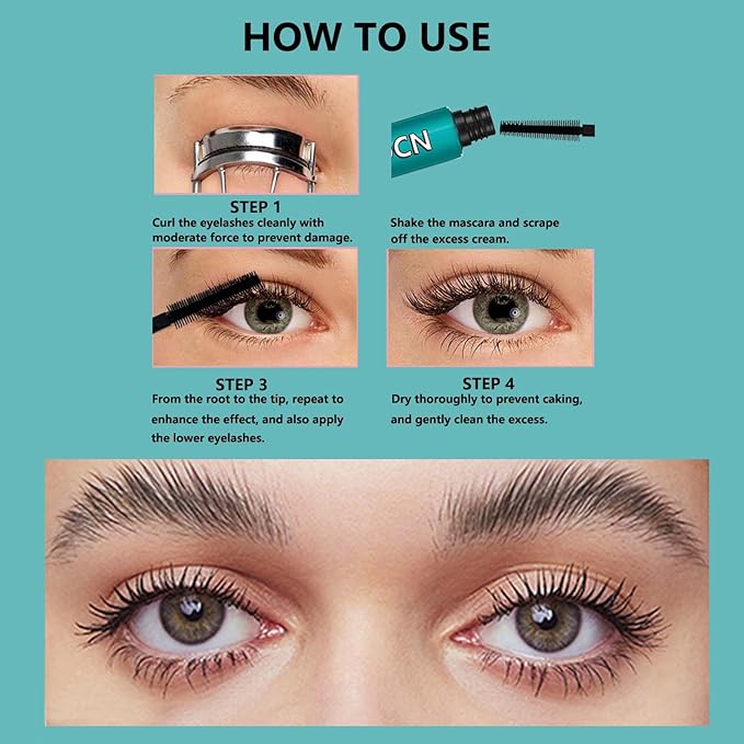 mascara Extensions brown Mascara Thick and slender Waterproof Sweatproof Washable Mascara Makeup Volumizing Lengthening Defining Curling Multiplying No Clumping MASCARA Brown