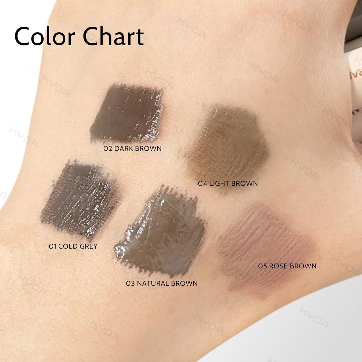 KYDA 2 Pcs Rose Brown Tinted Eyebrow Gel, Ultra-Fine Brush Tinted Brow Cream, Waterproof Smudgeproof Eyebrow Mascara, Long Wear, Pink Brow Makeup without Clumping, Korean Eyes Makeup